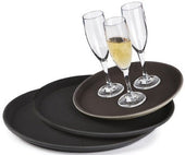 GET Enterprises Polypropylene Black Round Non Skid Tray, 16 inch -- 12 per case