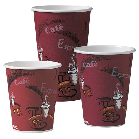 SOLO Cup Company Bistro Design Hot Drink Cups, Paper, 16oz, Maroon, 300/Carton