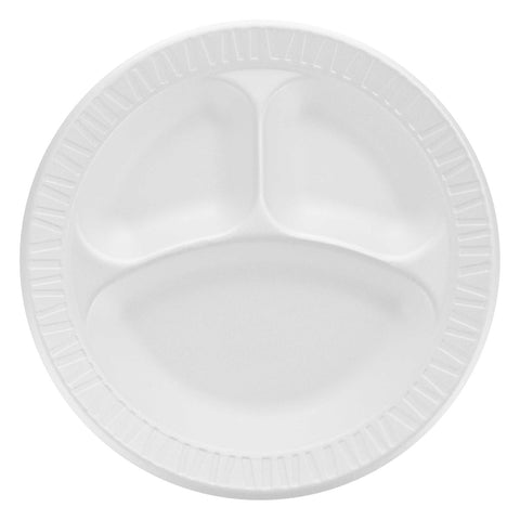 Dart Concorde Foam Plate, Compartmented, 10 1/4 inch dia, WE, 125/Pack, 4 Packs/Carton