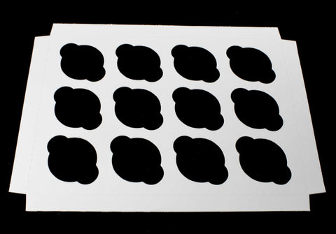 Boxit White 12 Cupcake Inserts, 13.9375 x 9.9375 x .875 inch -- 100 per case.