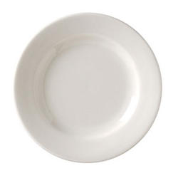 Vertex China Vista Collection Undecorated American White Wide Rim Plate, 10 1/2 inch -- 12 per case.