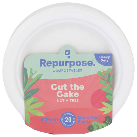 Repurpose Bagasse Heavy Duty Compostable Plate, 6 inch - 20 count per pack -- 24 packs per case