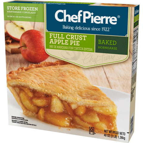 Sara Lee Chef Pierre Pre Baked Apple Full Crust Pie, 10 inch -- 6 per case.