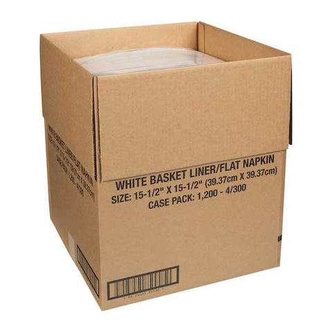 Hoffmaster White No Fold Basket Liner Dinner Napkin, 15 1/2 x 15 1/2 -- 1200 per case.