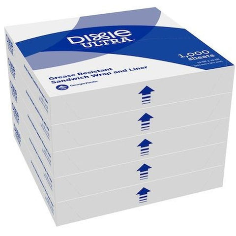 Dixie Ultra Yellow Highly Grease Resistant Sandwich Wrap and Liner, 12 x 12 x 2.5 inch - 1000 sheets per pack -- 5 packs per case