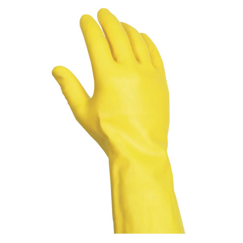 Handgards Medium Yellow Latex Heavy Duty Utility Reusable Glove, 12 inch -- 4 per case.