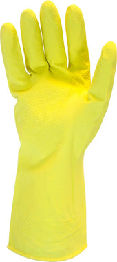 The Safety Zone Medium Yellow Flock Lined Gloves - 12 pair per pack -- 12 packs per case