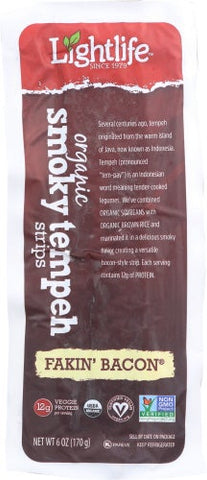 Lightlife Organic Fakin Bacon Smokey Tempeh Strips, 6 Ounce -- 12 per case