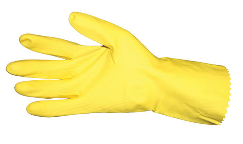 Impact Products Pro Guard Yellow Flock Lined General Purpose Medium Weight Large Latex Gloves -- 12 per case.