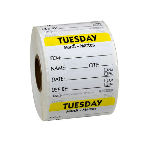 National Checking DateIt Item Date Use By Tuesday Removable Label, 500 count per roll -- 18 rolls per case.