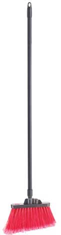 Winco Medium Duty Flagged Red Bristles Angle Broom with 48 inch Length Fiberglass Handle -- 12 set per case