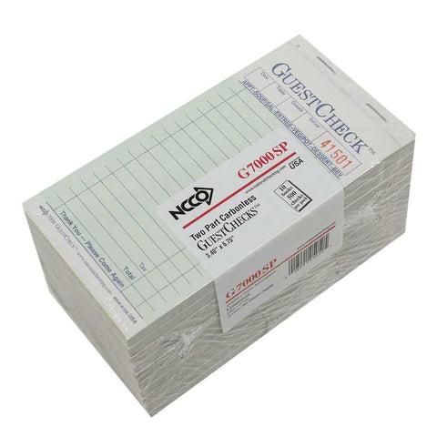 National Checking Rectangular Medium Paper Green 17 Lines Two-Part Guest Check, 6.75 x 3.5 inch -- 2500 per case