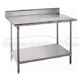 Standard Stainless Steel Work Table, 5 inch Back Splash With Stainless Steel Legs and Undershelf, 30 x 36.