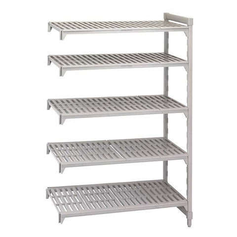 Cambro Brushed Graphite Basics Plus 5 Shelf Add-On Units Vented Shelves, 18 x 30 x 64 inch.