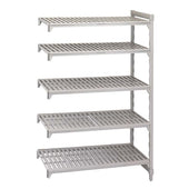 Cambro Brushed Graphite Basics Plus 5 Shelf Add-On Units Vented Shelves, 18 x 36 x 72 inch.