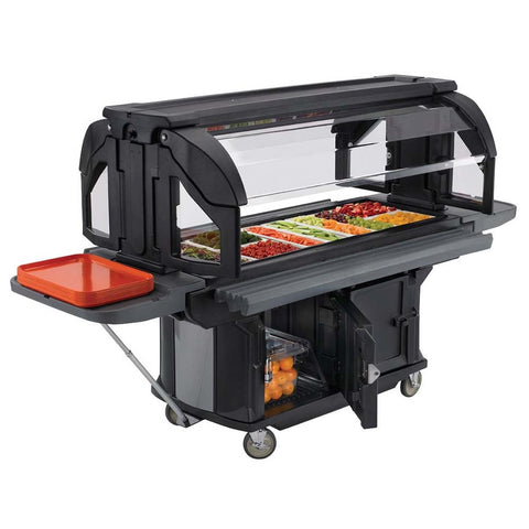 Cambro Ultra Series Black Versa Food Bar with Storage and Standard Casters, 5 Feet.