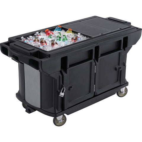 Cambro Ultra Series Black Versa Work Table with Storage and Standard Casters, 6 Feet.