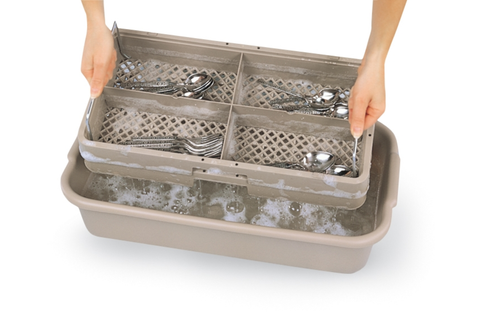 Traex Rack Master Beige 4 Compartment Half Size Flatware Dishwasher Rack.