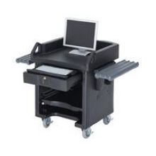 Cambro Black Versa Cart with Dual Tray Rails and Heavy Duty Caster, 52 3/4 x 32 1/4 x 43 inch.