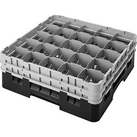 Cambro Camrack Polypropylene Black Full Size 25 Compartment Glass Rack, 7 3/4 inch -- 3 per case.