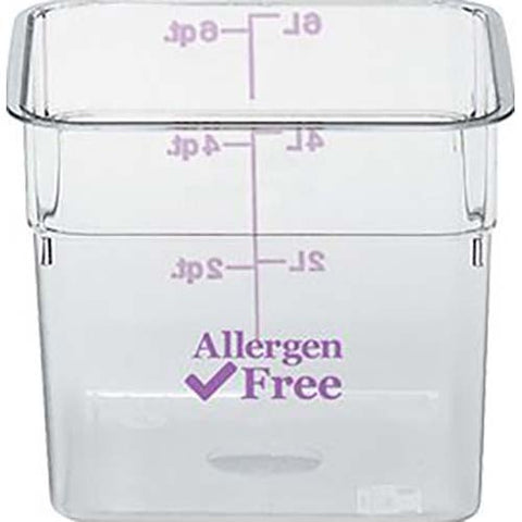 Cambro Camwear CamSquares Polycarbonate Allergen Free Purple Food Storage Container, 8 Quart -- 6 per case.