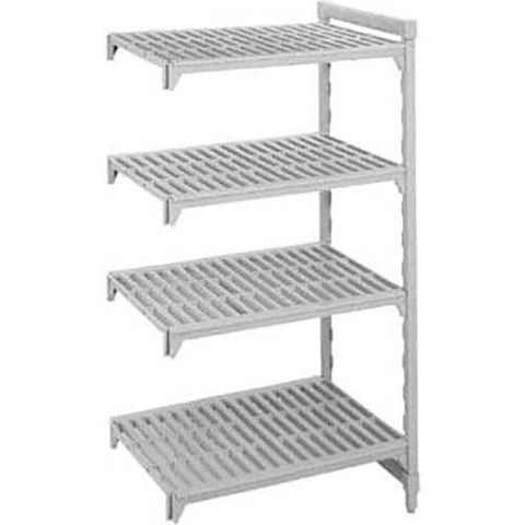 Cambro Brushed Graphite Basics Plus 4 Shelf Add-On Units Vented Shelves, 18 x 36 x 84 inch.
