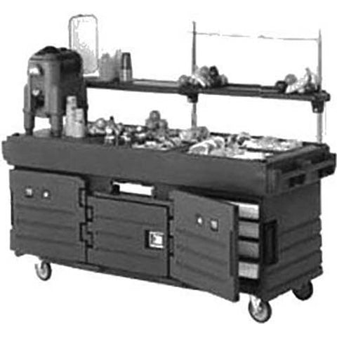 Cambro Kentucky Green CamKiosk Cart with 4 Countertop Food Pan Wells, 85 1/8 x 70 1/2 x 33 1/2 inch.