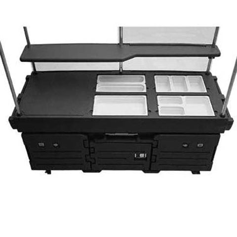 Cambro Hot Red CamKiosk Cart with 4 Countertop Food Pan Wells, 85 1/8 x 94 x 33 1/2 inch.