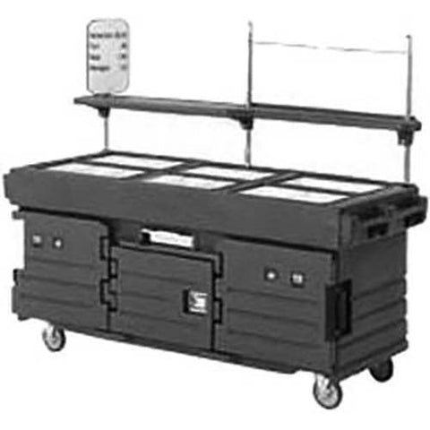 Cambro Hot Red CamKiosk Cart with 6 Countertop Food Pan Wells, 85 1/8 x 70 1/2 x 33 1/2 inch.