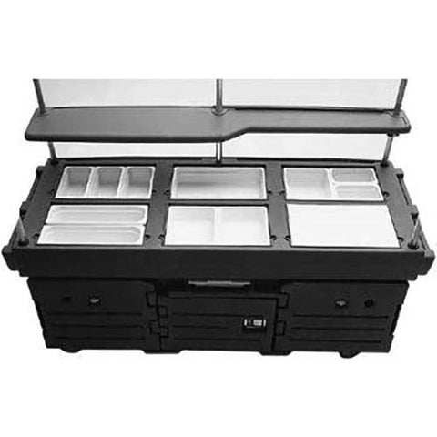 Cambro Granite Gray CamKiosk Cart with 6 Countertop Food Pan Wells, 85 1/8 x 94 x 33 1/2 inch.