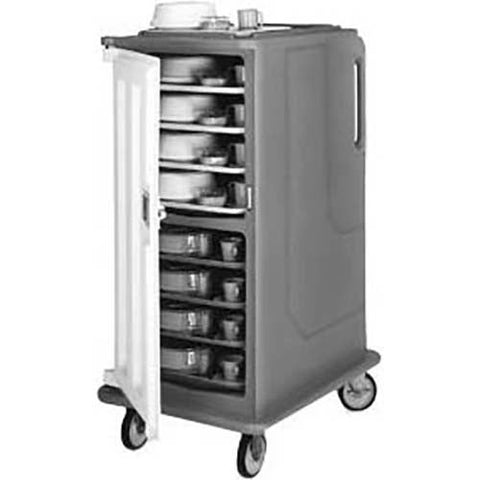 Cambro Granite Sand Tall Profile Single Door 2 Compartment 16 Tray Meal Delivery Cart, 28 x 58 1/8 x 36 1/2 inch.