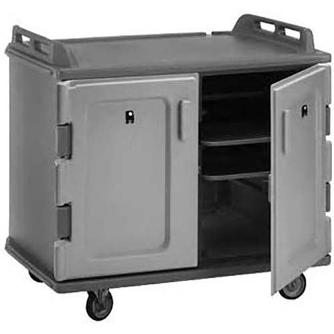 Cambro Granite Sand Low Profile Double Door Double Compartment 20 Tray Meal Delivery Cart, 55 1/8 x 43 1/4 x 38 inch.