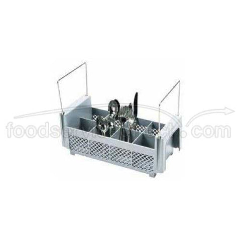 Soft Gray Cambro Camrack Half Size 8 Compartment Flatware Basket with Handle -- 6 per case.