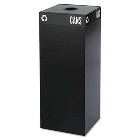 Safco Public Square Recycling Container, Square, Steel, 37gal, Black