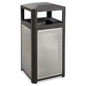 Safco Evos Series Steel Waste Container, 15gal, Black