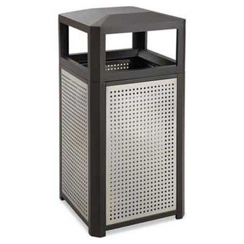 Safco Evos Series Steel Waste Container, 15gal, Black