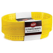 Tablecraft Cash and Carry Plastic Chicago Oval Green Basket, 10 1/2 x 7 x 1 1/2 inch -- 3 pack per case.