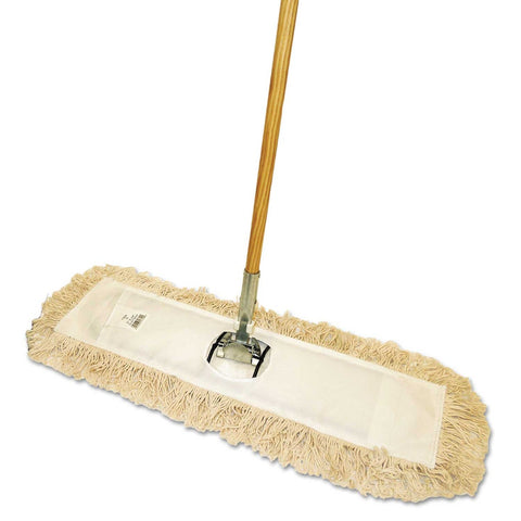 Boardwalk Natural Cut End Dust Mop Kit with 60 inch Wood Handle, 24 x 5 inch -- 1 kit
