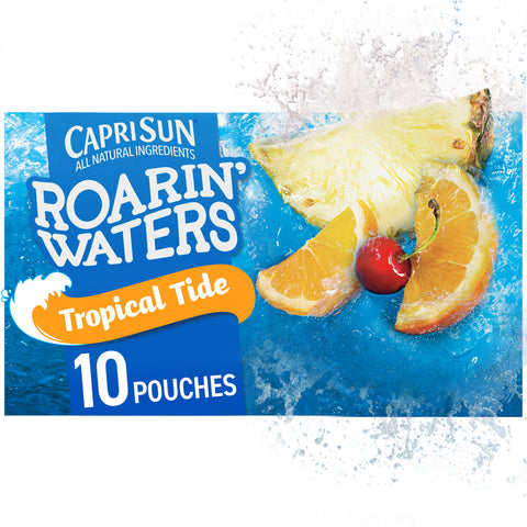 Capri Sun Roarin Waters Tropical Fruit Flavored Beverage, 6 Fluid Ounce - 10 per pack -- 4 packs per case.