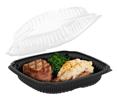 Anchor Packaging Culinary Lites  1-Compartment Black Base with Clear Anti-Fog Tear-Away Lid Clamshell, 47.5 Ounce Capacity -- 100 per case