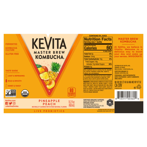 Kevita DRINK KEVITA KOMBUCHA PINEAPPLE PEACH