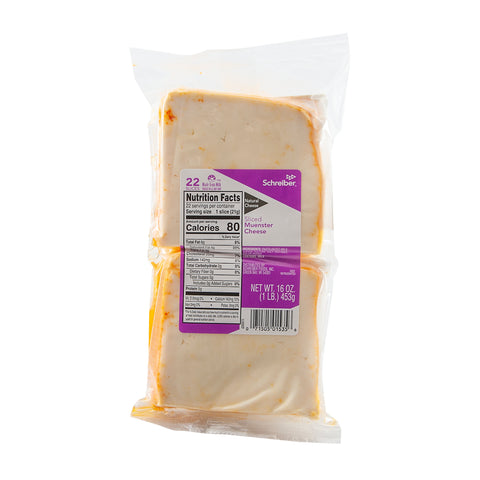 Schreiber CHEESE MUENSTER SLICED .75 OZ 22 CT