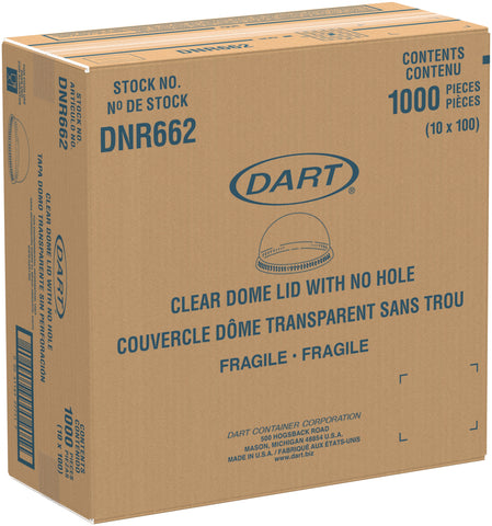 Lid Dome Plastic Clear No Hole Fits Cup 9-20 Oz