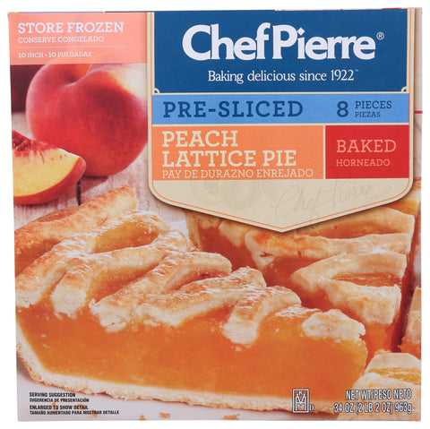 Chef Pierre Pre Sliced Pre Baked Peach Lattice Pie -- 6 per case.