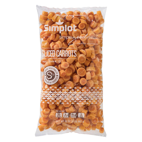 Simplot Smooth Sliced Carrot - 32 oz. package, 12 packages per case