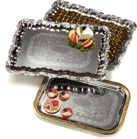 Tray Serving Celebration™ Rectangular W/ Gold Border 18.25 X 12-3/8