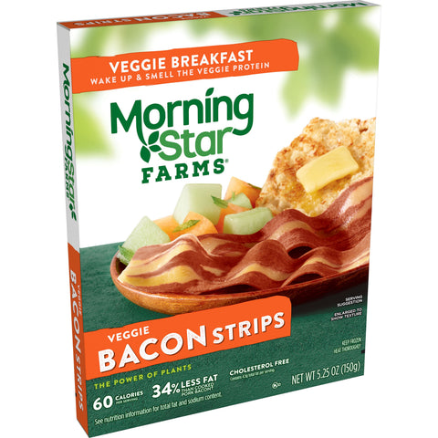 Kelloggs Morningstar Breakfast Veggie Bacon Strip, 5.25 Ounce -- 12 per case.