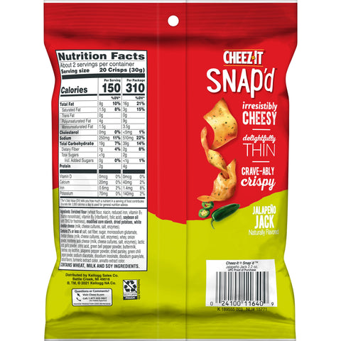 Kelloggs Cheez It Jalapeno Jack Cracker, 2.2 Ounce -- 6 per case