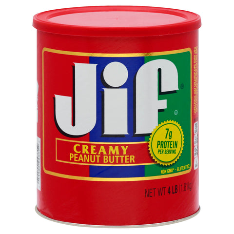 Jif Creamy Peanut Butter, 4 Pound -- 6 per case.