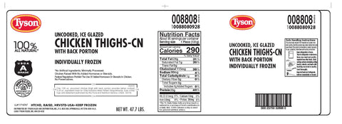 Chicken Thigh W/ Back (cn 3.0oz), Xxl If 7.93 Oz 8808-0928